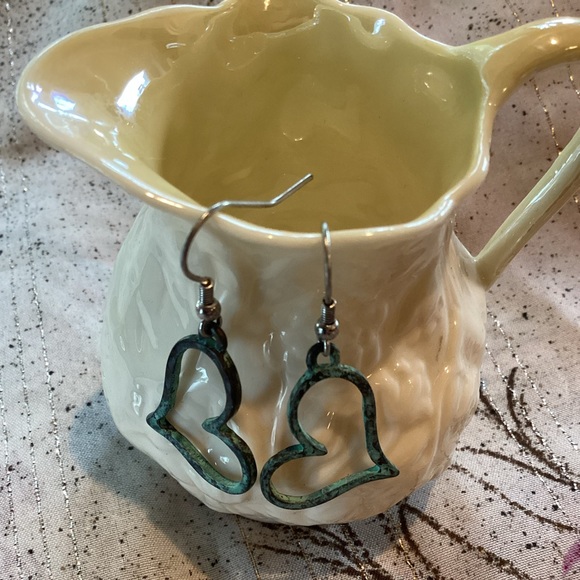Patina Heart Earrings - Picture 1 of 4